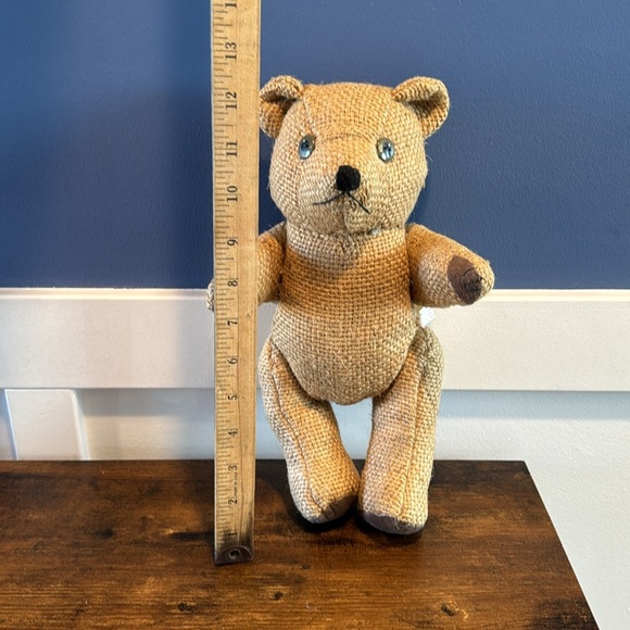 Unique, handcrafted, detailed , Burlap teddy bear button eyes - Picture 7 of 8